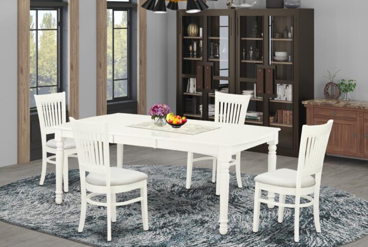 EAST WEST FURNITURE 5-PC KITCHEN TABLE SET WITH 4 AMAZING MODERN DINING CHAIRS AND BUTTERFLY LEAF DINING TABLE