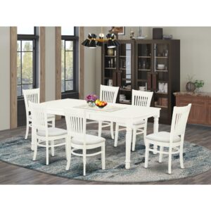 EAST WEST FURNITURE 7-PC DINETTE SET WITH 6 AMAZING DINING ROOM CHAIR AND RECTANGULAR KITCHEN DINING TABLE WITH BUTTERFLY LEAF