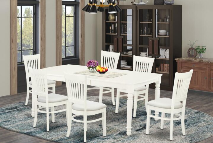 EAST WEST FURNITURE 7-PC DINETTE SET WITH 6 AMAZING DINING ROOM CHAIR AND RECTANGULAR KITCHEN DINING TABLE WITH BUTTERFLY LEAF