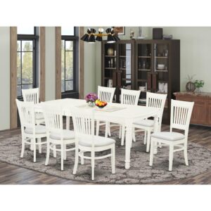 EAST WEST FURNITURE 9-PC KITCHEN TABLE SET WITH 8 AMAZING WOOD DINING CHAIR AND RECTANGULAR MID CENTURY DINING TABLE WITH BUTTERFLY LEAF