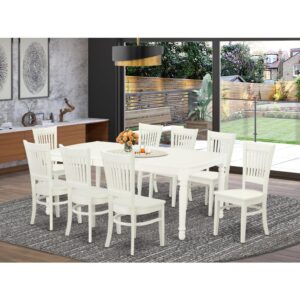 EAST WEST FURNITURE 9-PIECE DINING TABLE SET WITH 8 AMAZING MODERN DINING CHAIRS AND RECTANGULAR MODERN DINING TABLE WITH BUTTERFLY LEAF