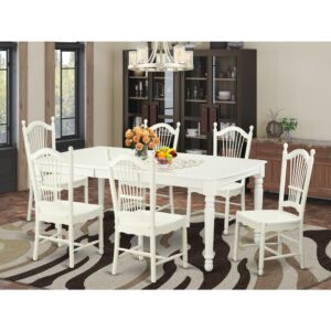 Gather your relatives and buddies around this eye-catching Linen White Dining room Table table while the food is hot! There’s room for yourself and 5 others-the set includes the table and 6 sturdy dinette chairs produced from rubber wood. Take advantage of this table as the focal piece of your dining area or enjoy its charms in a large kitchen space.