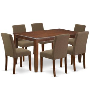 The exclusive DUAB7-MAH-18 dinette set is all about sheer elegance. Designed in classy Mahogany color