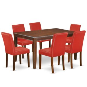 The exclusive DUAB7-MAH-72 dinette set is all about sheer elegance. Designed in classy Mahogany color