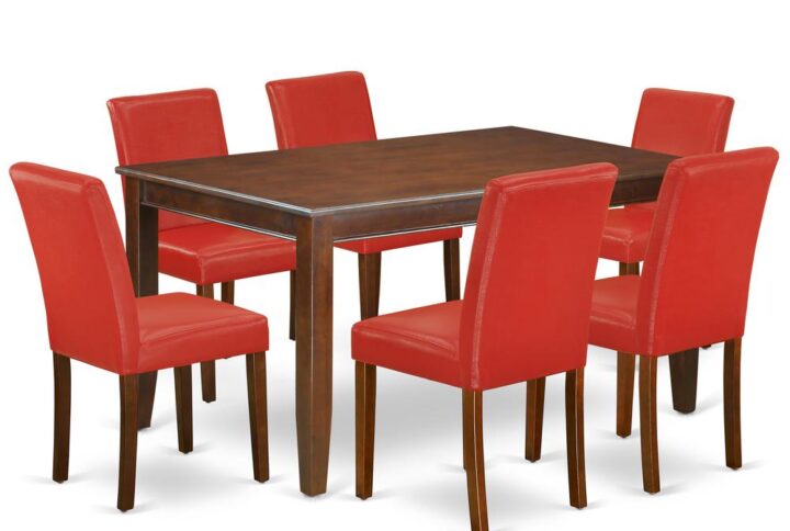 The exclusive DUAB7-MAH-72 dinette set is all about sheer elegance. Designed in classy Mahogany color