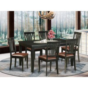 Give your dining-room with this particular attractive Black finish Asian Hardwood 7 Piece dining table set. This particular set is made up of six cozy upholstered chairs