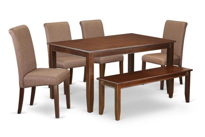 This wonderful DUBA6-MAH-18 dinette set is all about sheer elegance. Created from level of quality wood and designed from gorgeous Mahogany color