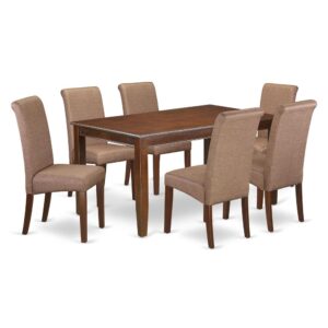This wonderful DUBA7-MAH-18 dinette set is all about sheer elegance. Created from level of quality wood and designed from gorgeous Mahogany color