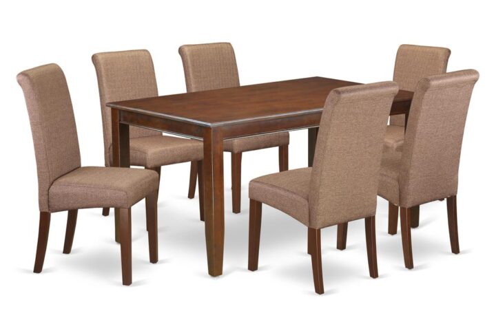 This wonderful DUBA7-MAH-18 dinette set is all about sheer elegance. Created from level of quality wood and designed from gorgeous Mahogany color