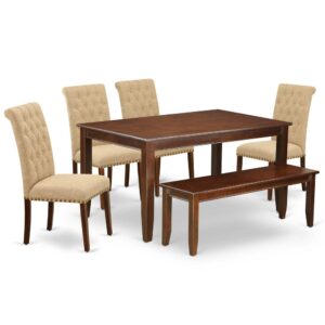 Furnish your dining area with this excellent classy DUBR6-MAH-04 dinette set includes a rectangular dining table