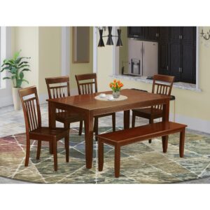 Dazzling yet classy dining table set gives fashionable fashion to any living area. Mahogany finish dining table blends well with both contemporary and classic dining rooms
