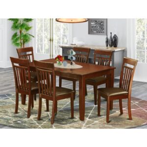 Dazzling yet sophisticated small table set offers innovative panache to any living area. Mahogany finish small dining table matches well with both innovative and classic dining rooms
