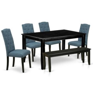 Furnish your dining area with this excellent classy DUCE6-BLK-21 dinette set includes a rectangular dining table