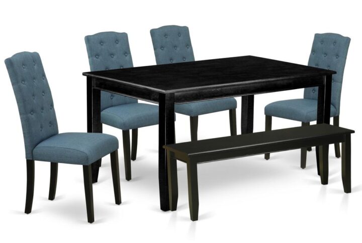 Furnish your dining area with this excellent classy DUCE6-BLK-21 dinette set includes a rectangular dining table