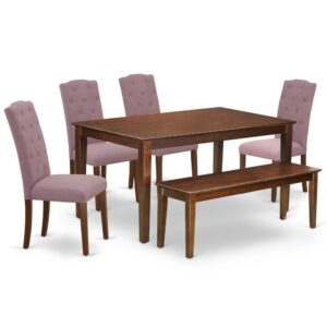 Furnish your dining area with this excellent classy DUCE6-MAH-10 dinette set includes a rectangular dining table