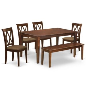 Furnish your dining area with this excellent classy DUCL6-MAH-C dinette set includes a rectangular dining table and four dining chairs. The traditional style and design of this dining set corresponds all sorts of dining decor concepts and assures that meals are always filled with joy. The center rectangular table is best for 4-6 people to sit and enjoy their meal. The kitchen table along with straight legs is created from high quality rubber wood known as Asian Hardwood. No heat treated pressured wood like MDF