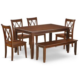 The wonderful DUCL6-MAH-W dinette set is all about sheer elegance. Created from level of quality wood and designed from classy Mahogany color