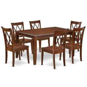 The wonderful DUCL7-MAH-W dinette set is all about sheer elegance. Created from level of quality wood and designed from classy Mahogany color