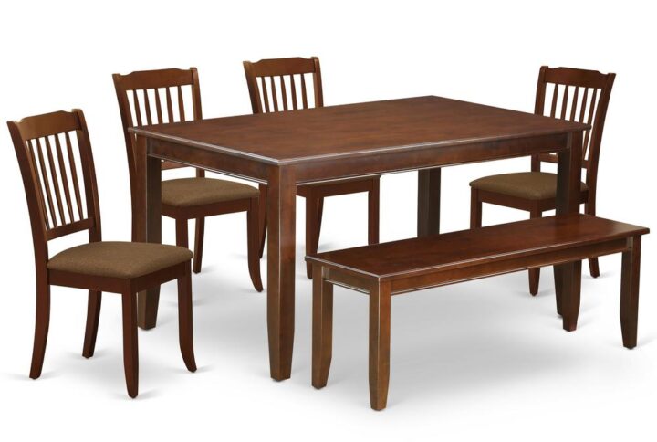 Furnish your dining area with this excellent classy DUDA6-MAH-C dinette set includes a rectangular dining table