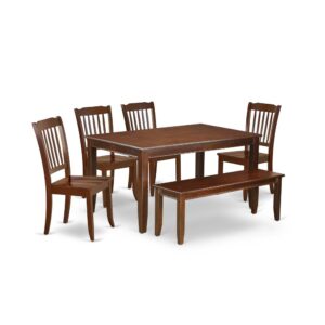 The wonderful DUDA6-MAH-W dinette set is all about sheer elegance. Created from level of quality wood and designed from classy Mahogany color