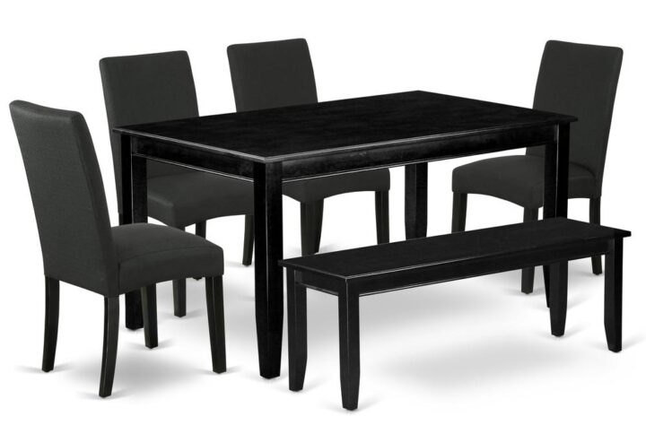 The wonderful DUDR6-BLK-24 dinette set is all about sheer elegance. Created from level of quality wood and designed in Black color