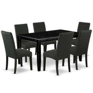 The wonderful DUDR7-BLK-24 dinette set is all about sheer elegance. Created from level of quality wood and designed in Black color
