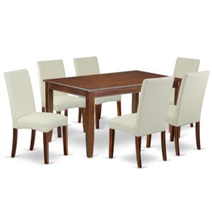 The wonderful DUDR7-MAH-01 dinette set is all about sheer elegance. Created from level of quality wood and designed in classy Mahogany color