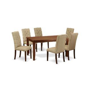 EAST WEST FURNITURE 7-PC KITCHEN SET 6 STUNNING UPHOLSTERED DINING CHAIRS AND KITCHEN DINING TABLE