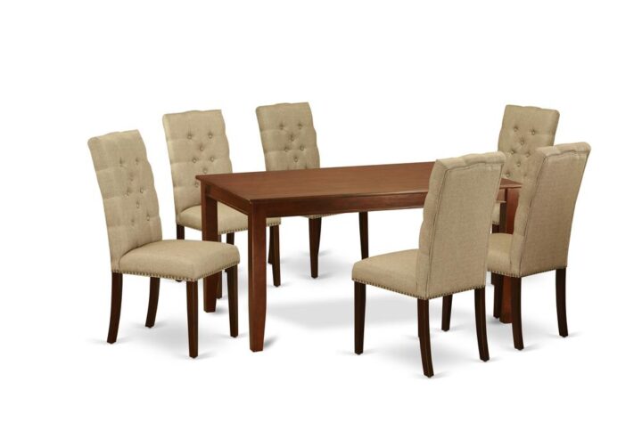 EAST WEST FURNITURE 7-PC KITCHEN SET 6 STUNNING UPHOLSTERED DINING CHAIRS AND KITCHEN DINING TABLE