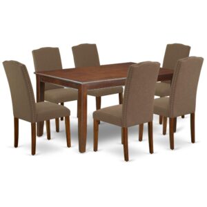The exclusive DUEN7-MAH-18 dinette set is all about sheer elegance. Designed in classy Mahogany color