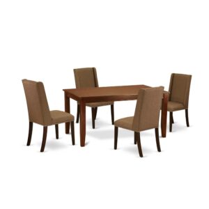 EAST WEST FURNITURE 5-PIECE DINNING ROOM TABLE SET 4 WONDERFUL PARSONS DINING ROOM CHAIRS AND DINETTE TABLE