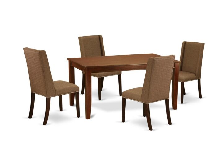 EAST WEST FURNITURE 5-PIECE DINNING ROOM TABLE SET 4 WONDERFUL PARSONS DINING ROOM CHAIRS AND DINETTE TABLE
