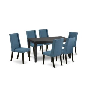 EAST WEST FURNITURE 7-PIECE DINNING ROOM TABLE SET 6 STUNNING PARSON DINING CHAIRS AND RECTANGULAR DINING TABLE
