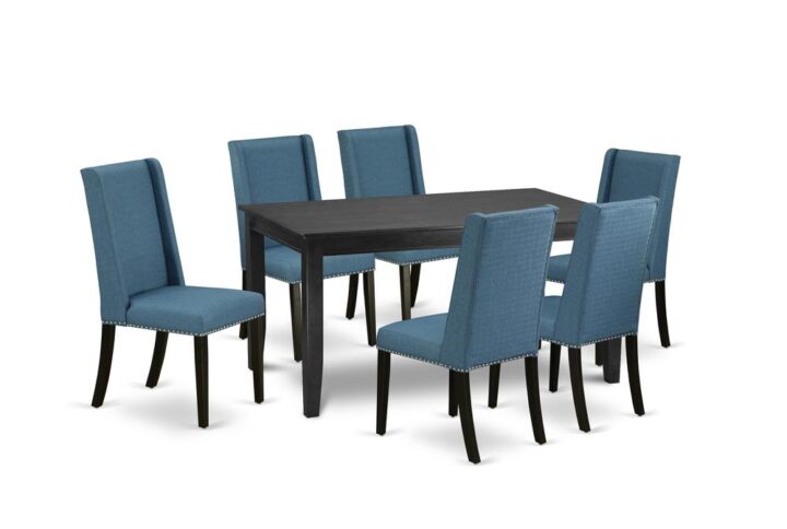 EAST WEST FURNITURE 7-PIECE DINNING ROOM TABLE SET 6 STUNNING PARSON DINING CHAIRS AND RECTANGULAR DINING TABLE