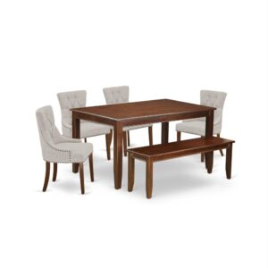 Furnish your dining area with this excellent classy DUFR6-MAH-05 dinette set includes a rectangular dining table