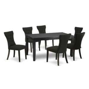 EAST WEST FURNITURE 7-PC DINNING ROOM TABLE SET 6 STUNNING PARSON DINING CHAIRS AND RECTANGULAR DINING TABLE