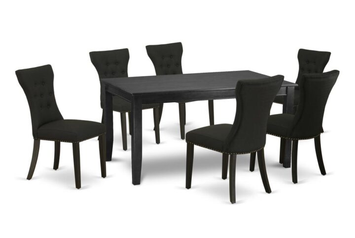 EAST WEST FURNITURE 7-PC DINNING ROOM TABLE SET 6 STUNNING PARSON DINING CHAIRS AND RECTANGULAR DINING TABLE