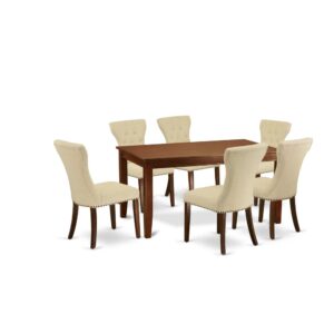 EAST WEST FURNITURE 7-PC MODERN DINING TABLE SET 6 STUNNING PARSONS DINING CHAIR AND RECTANGULAR MODERN DINING TABLE