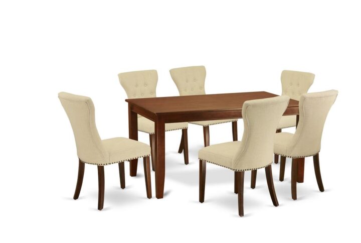 EAST WEST FURNITURE 7-PC MODERN DINING TABLE SET 6 STUNNING PARSONS DINING CHAIR AND RECTANGULAR MODERN DINING TABLE