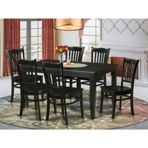 The dining set has a set of 7 pieces - a table plus 6 chairs to make the system complete. The products are made of pure solid rubber wood generally known as Asian Hardwood