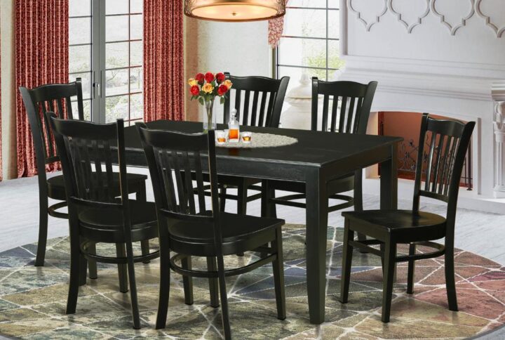 The dining set has a set of 7 pieces - a table plus 6 chairs to make the system complete. The products are made of pure solid rubber wood generally known as Asian Hardwood