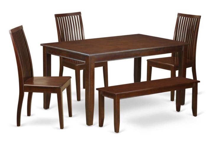 Furnish your dining-room the right way with this fashionable Asian Hardwood 6-Piece kitchen table setwith 4 chair and one bench. This particular set includes four relaxing wood seat chairs