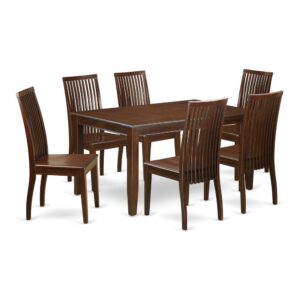 Furnish your dining-room the right way with this fashionable Asian Hardwood 7-Piece kitchen table set with 6 chairs. This particular set includes six relaxing wood seat chairs