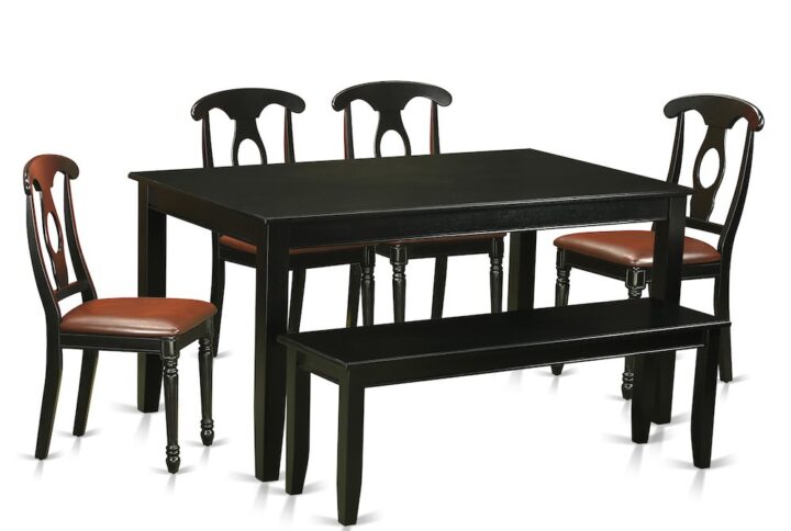 The dining set has a set of 6 pieces - one dining table and 4 chairs with an additional bench-form to make the system complete. The products are manufactured from pure solid rubber wood often known as Asian Hardwood