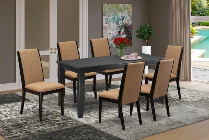 EAST WEST FURNITURE 7-PIECE DINING TABLE SET 6 BEAUTIFUL KITCHEN PARSON CHAIR AND RECTANGULAR TABLE
