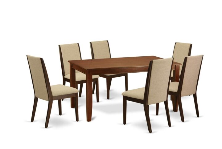 EAST WEST FURNITURE 7-PIECE DINETTE SET 6 AMAZING PARSONS DINING ROOM CHAIRS AND RECTANGULAR TABLE