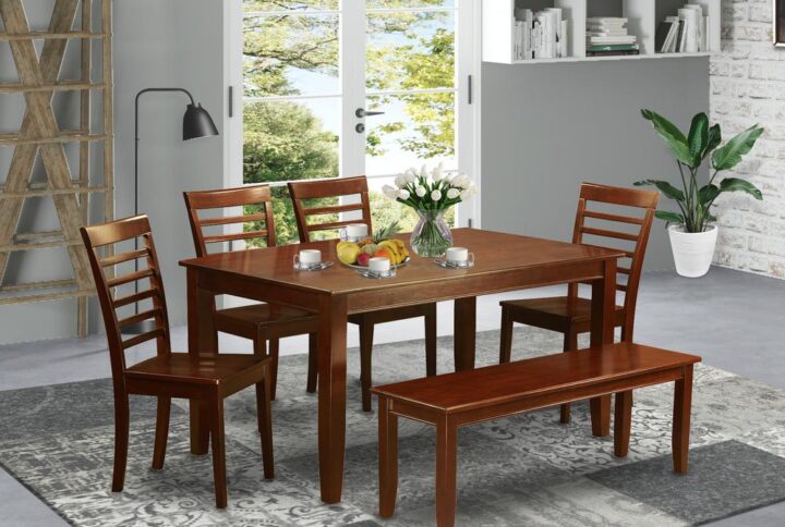 A roomy rectangle-shaped tabletop combined with cool style in addition to shaker legs. The simply styled piece boasts a smooth rectangular shaped kitchen table above glossy square tapered legs. Small dining table sets are designed of real Asian hardwood for toughness as well as remarkable solidity. The rectangle-shaped dining table provides a hint of lavishness and therefore conventional styling by having a modern day flair. This amazing Kitchen table set has got a pristine Mahogany Finish with either solid wood