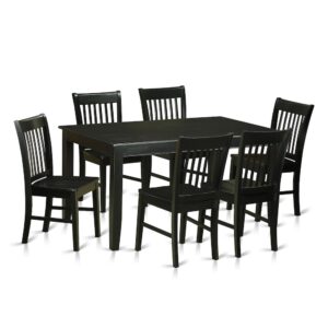 This beautiful 7-piece dining set comes with one table together with 6 chairs. The dinette set has a maximum seat capacity of 6