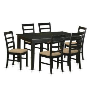 Flexibility and style associate with this Asian Hardwood 7-piece dining set. The dinette set includes a maximum seat capacity of 6
