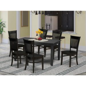 EAST WEST FURNITURE 7-PIECE KITCHEN TABLE SET WITH 6 AMAZING KITCHEN DINING CHAIRS AND RECTANGULAR WOOD DINING TABLE